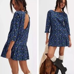 Free People Backless Blue Floral Dress